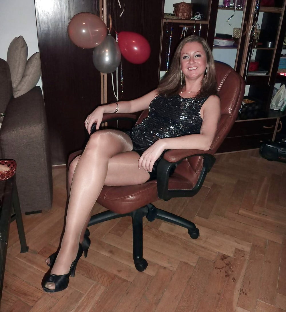 My wife in tan pantyhose