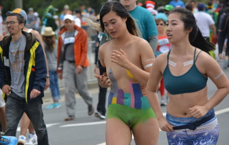 See And Save As Body Painted Chinese Girl Nude At Bay To Breakers Porn