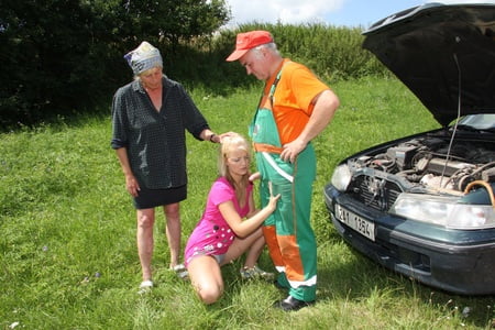 his car breaks down and an elderly man offers to repair it i         