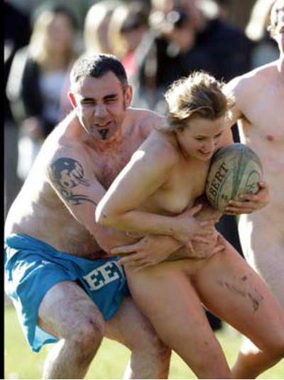 Girl plays nude rugby with men pics. 