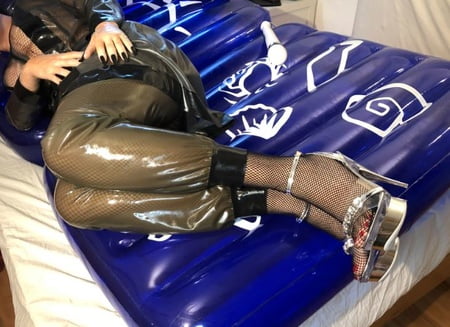 latex masturbation on inflatable bed         