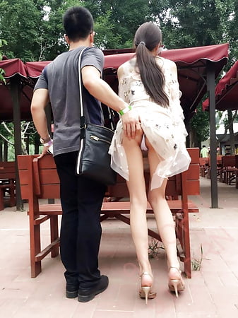 Chinese girl flashing in public