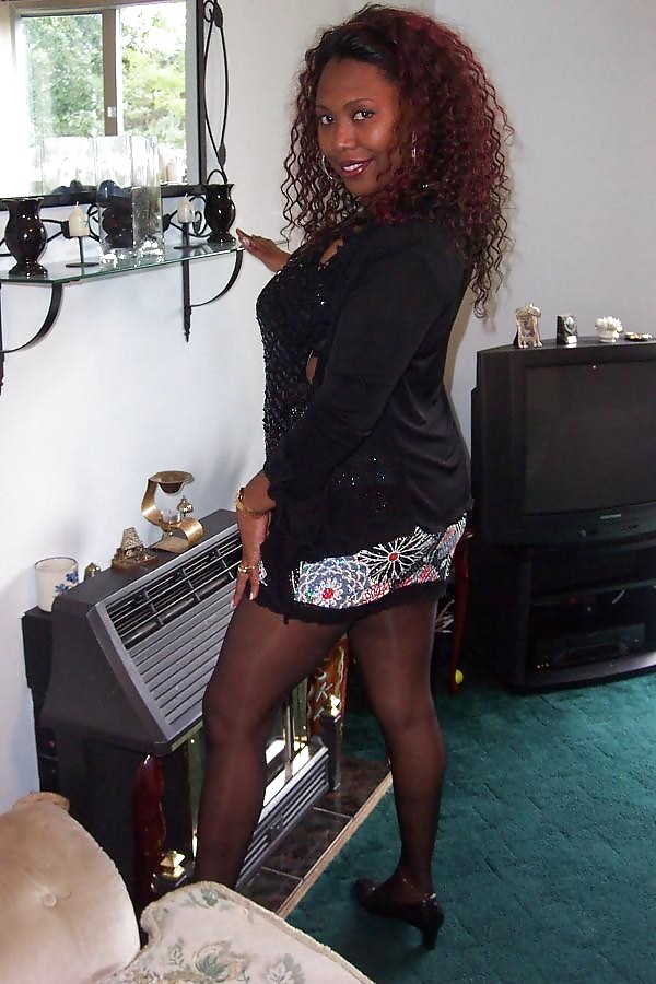 Free Ebony Milf in Black Stockings photos
