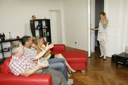 the two recently engaged boys have group sex in the family         