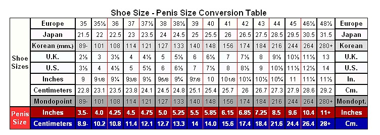 Shoe And Penis Size.