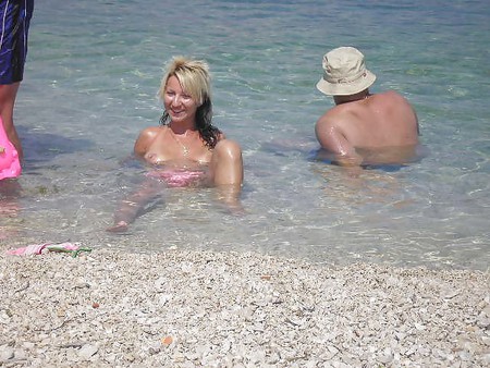 couple puffy beach nudist incredible topless