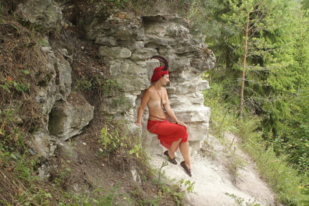 forest satyr on the rock         