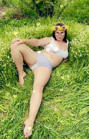 chubby milf outdoor sunny day         