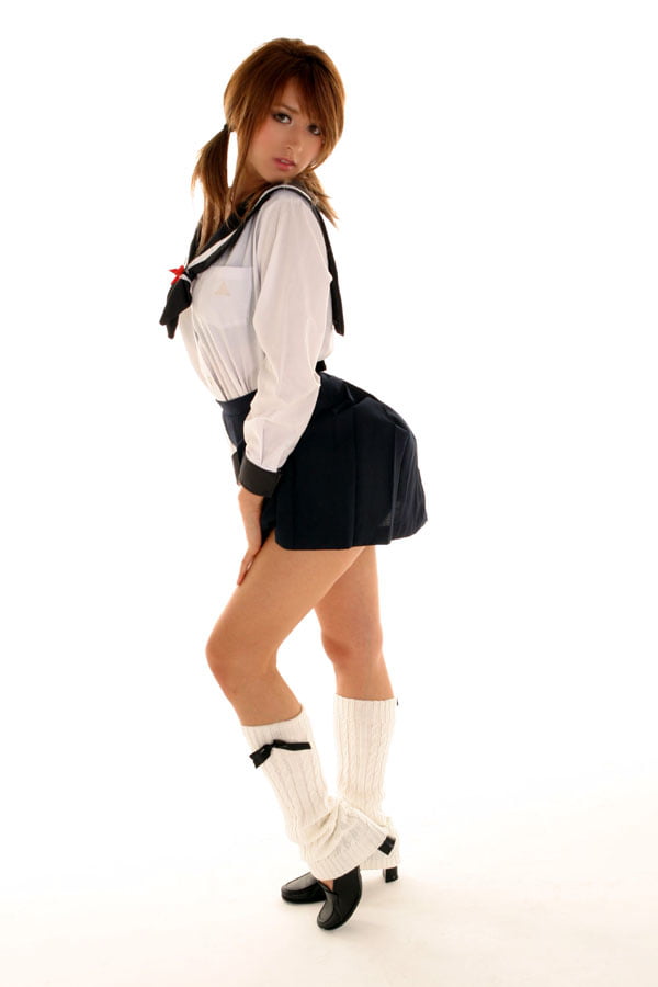 Amateur in schoolgirl outfit