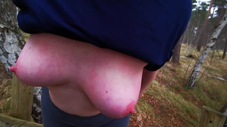 naked on bench in winter titslapping         