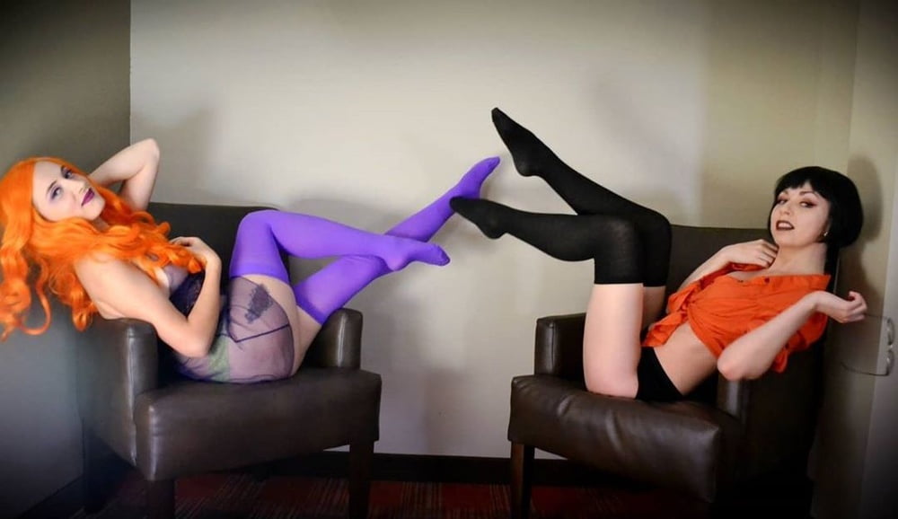 Velma Cosplay Flexible Skirt Orange Socks Panties Legs Ass