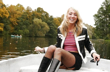 Teen flashing on a boat by Sail