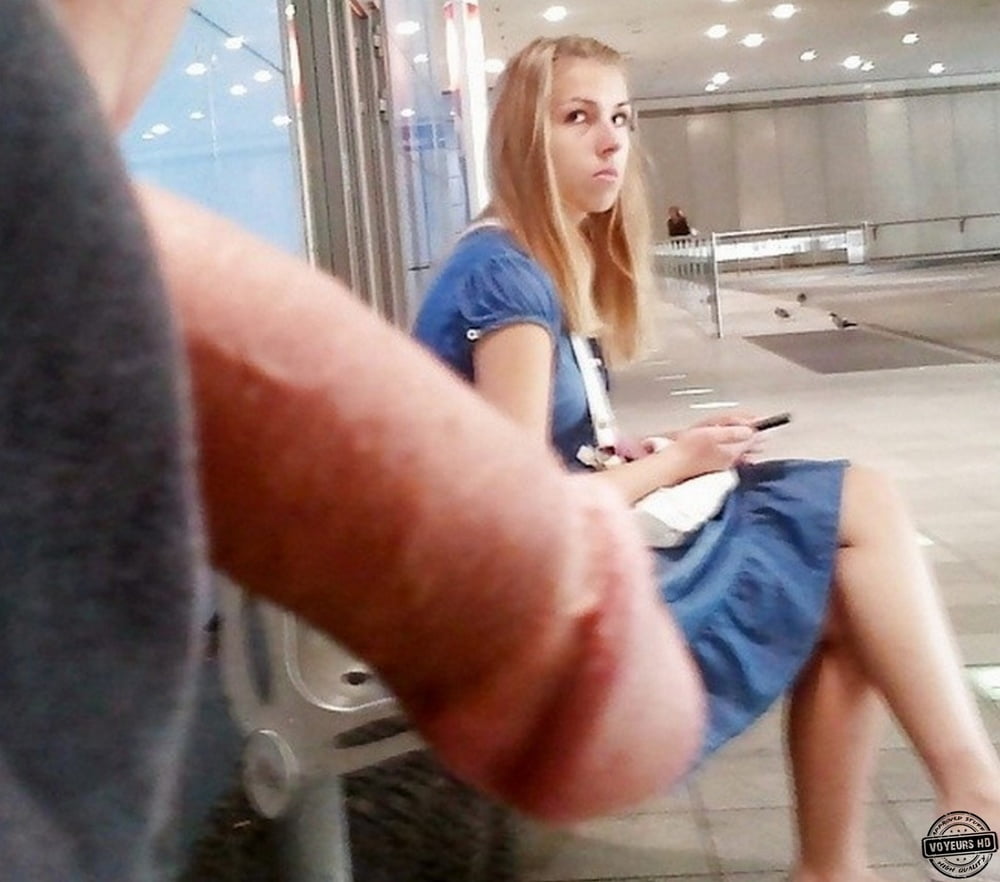 Caprice was pretty comfortable with pussy flashing in public train. 