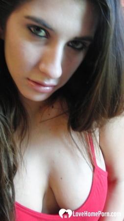 brunette cutie gets some cum over herself         