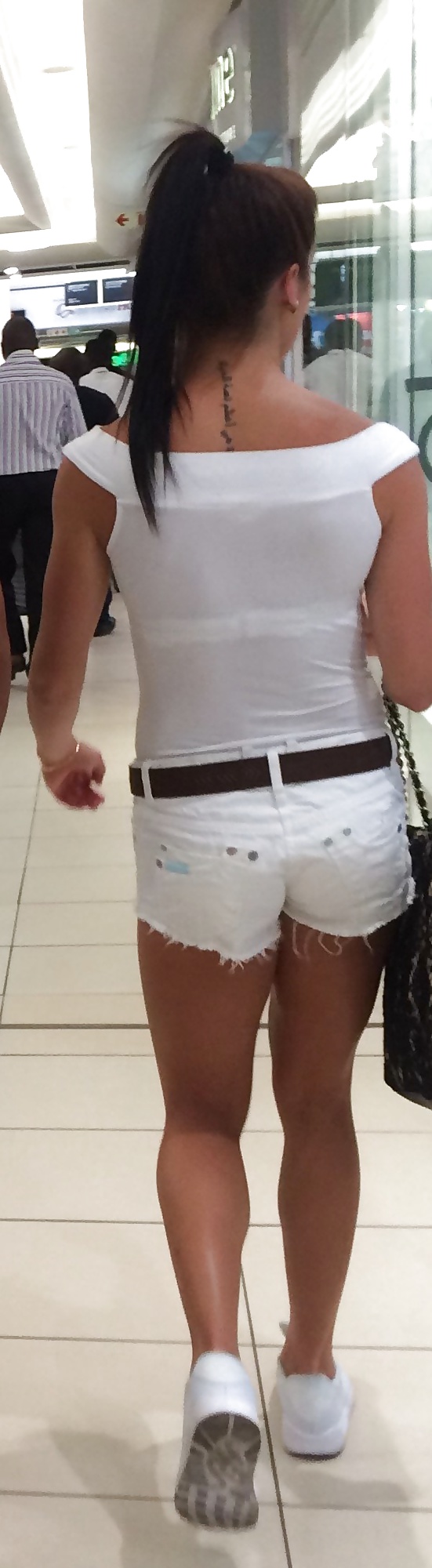 Free Tight tanned mall teen white shorts photos