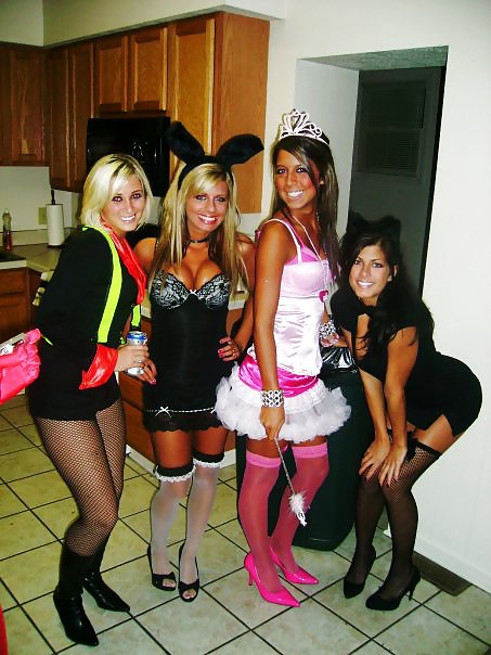 Free halloween lingerie special hot teens at party photos