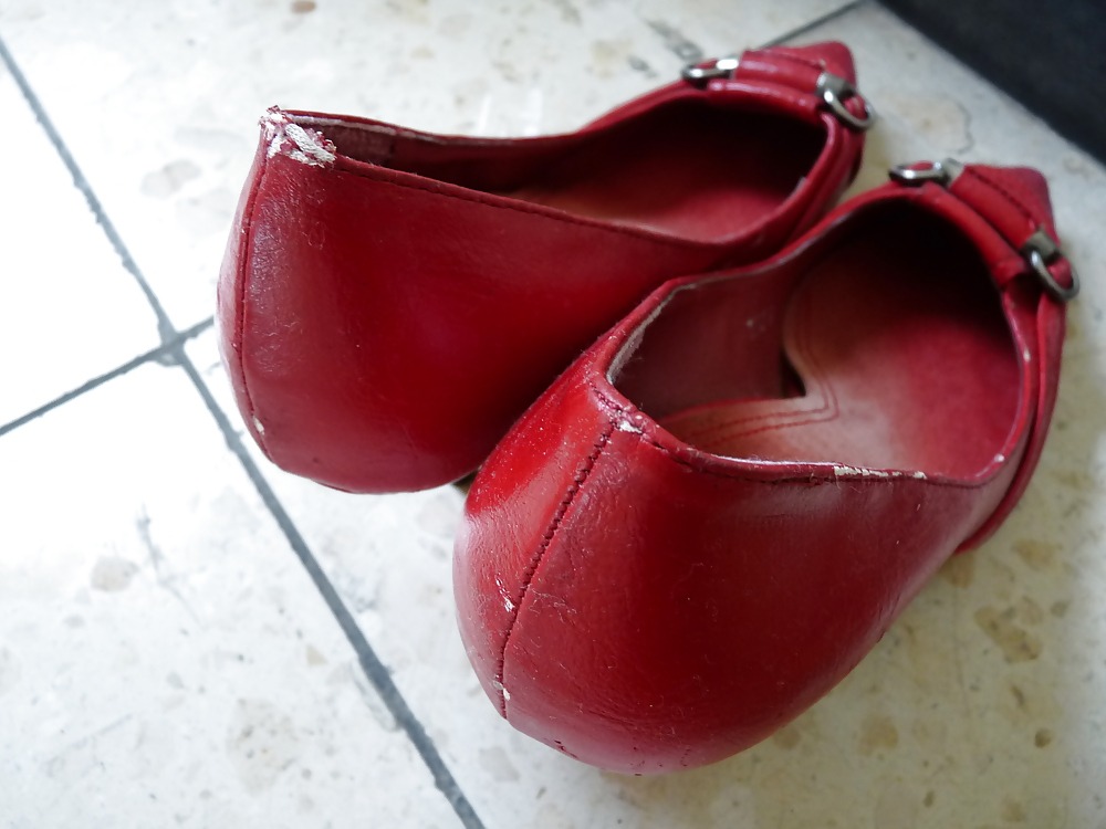 Free neighbours red leather heels shoes photos