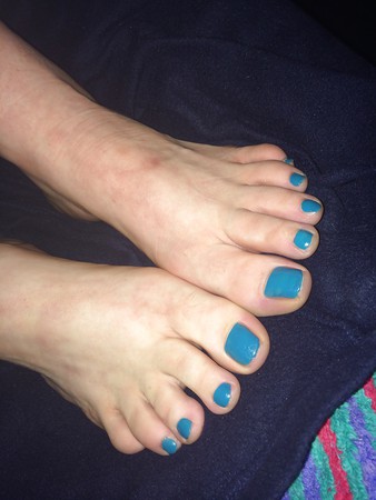 Footjob Blue Nails Hot Feet
