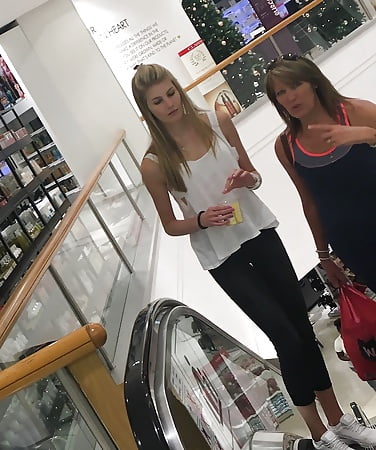A tall sexy skinny mall teen and mom