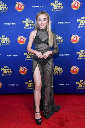 sabrina carpenter see through dress in mtv              