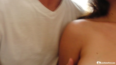 brunette cutie gets some cum over herself         