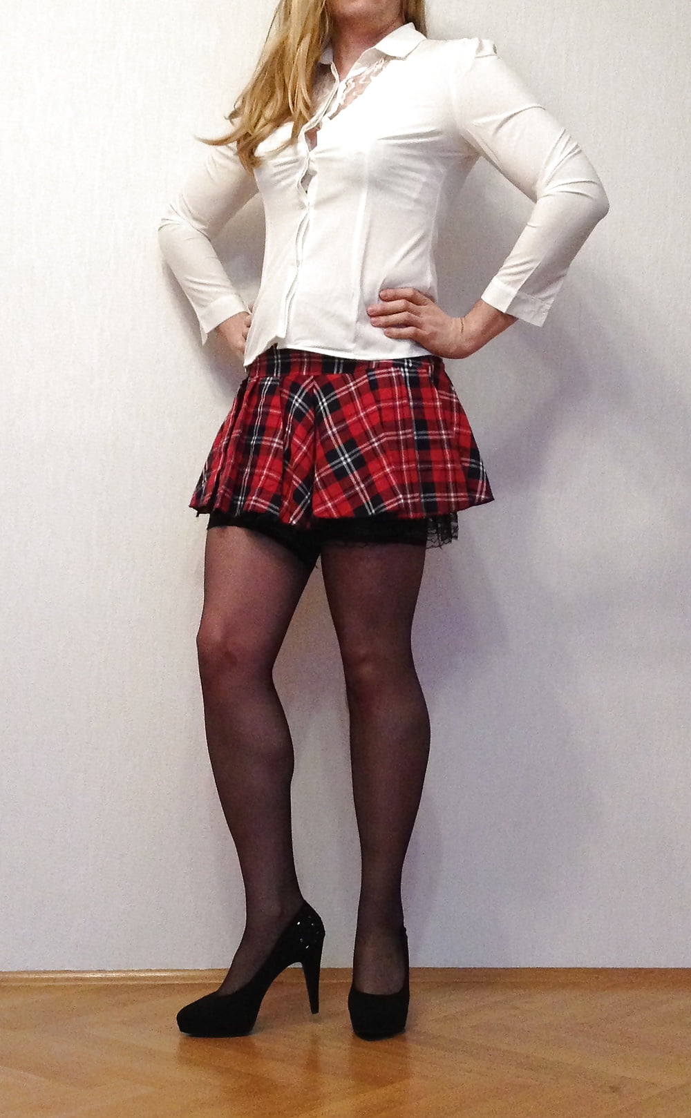 Free Slave slut in school uniform with tail butt plug photos