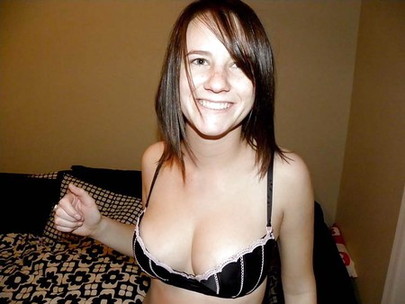 Cute brunette wife gets naked
