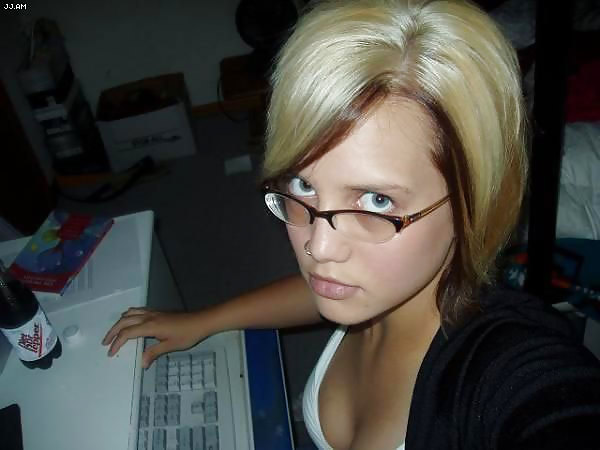 Free Fantastic blonde chick with glasses. photos