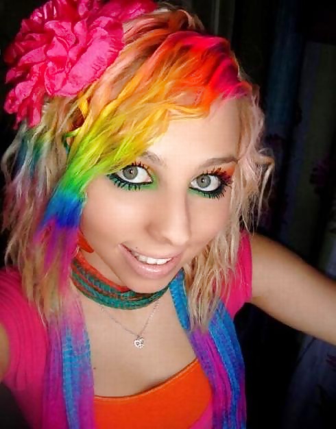 Free rainbow hair emo teen blonde photos