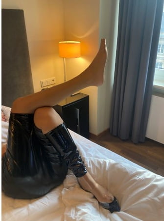 vinyl pants pvc boots and pantyhose         