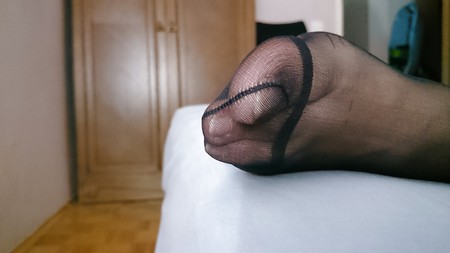 My wife nylon feet