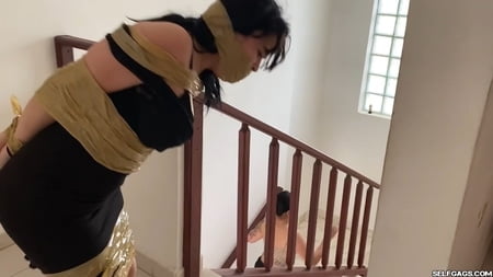 Slutty Stepsister Hogtied And Pantyhose Hooded - Selfgags