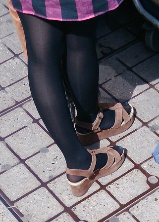 Candid legs and stockings pantyhose from London