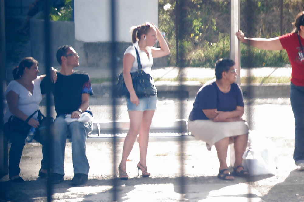 Free Voyeur at bus stop photos