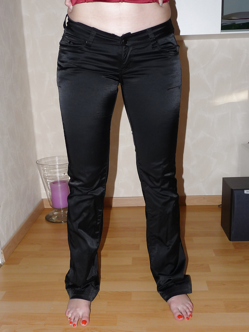 Free wifes Xtrem satin silky shiny wetlook pants photos