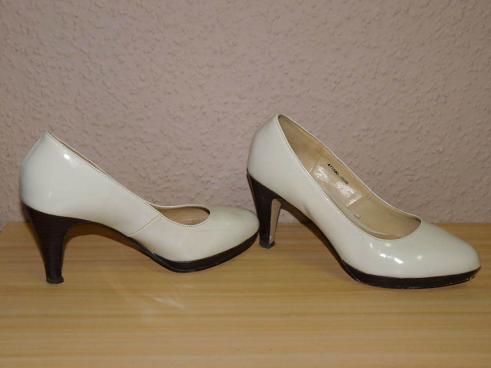 Free wifes white patent lack heels pumps photos